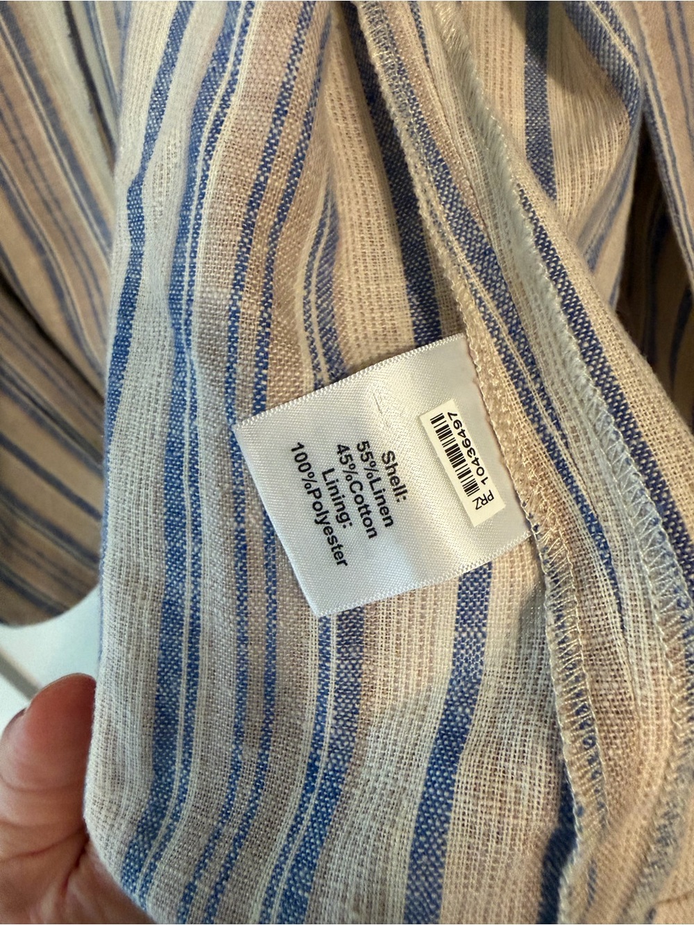 Norm Thompson Blue and Beige Striped Linen-Blend Blazer Women’s XL - Picture 5 of 6